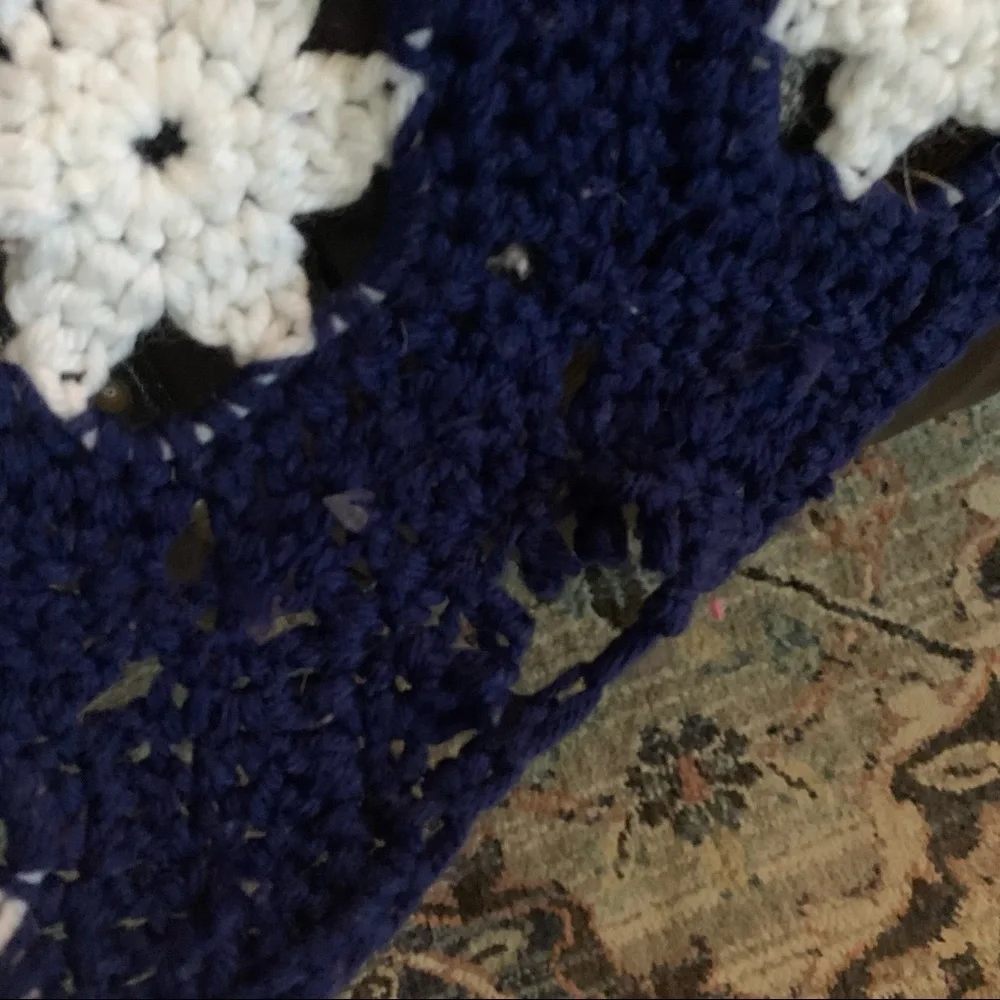American Flag Crochet Throw Blanket - Red White Blue